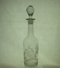 #4033 Maloney Bar Bottle, Crystal, 28 oz with #462 Fox Chase Etch, 1935-1938